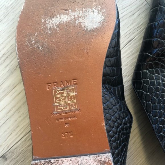 FRAME Le Hewitt Croc-Embossed Leather Slides 37.5 - Picture 8 of 9